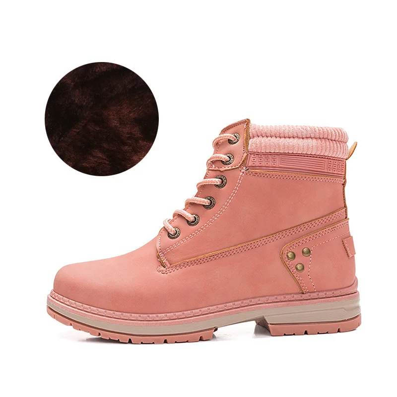 2021 New Autumn and Winter Plus Velvet Short Boots Women's High-top Retro Tooling Casual Fashion All-match  Boots 