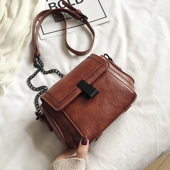 

Chain Shoulder Strap PU Leather Crossbody Bags for Women 2020 Simple Solid Color Shoulder Handbags Female Travel Cross Body Bag