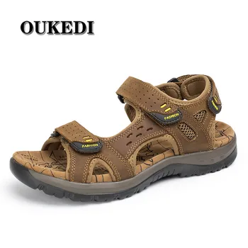 

Hot Sale New Fashion Summer Leisure Beach Men Shoes High Quality Leather Sandals The Big Yards Men's Sandals Size 38-48