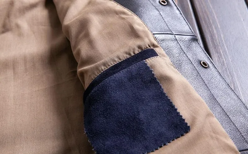 Весна осень нубук воловья кожа Slim Fit мужские короткие куртки с длинным рукавом однобортный натуральная кожа мотоциклетные пальто размера плюс