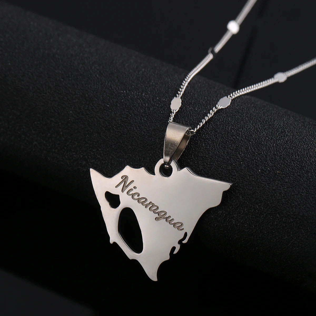 Country Gold Color Nicaragua Map Pendants Necklaces Women Men Engrave Nicaraguan Name Jewellery 4