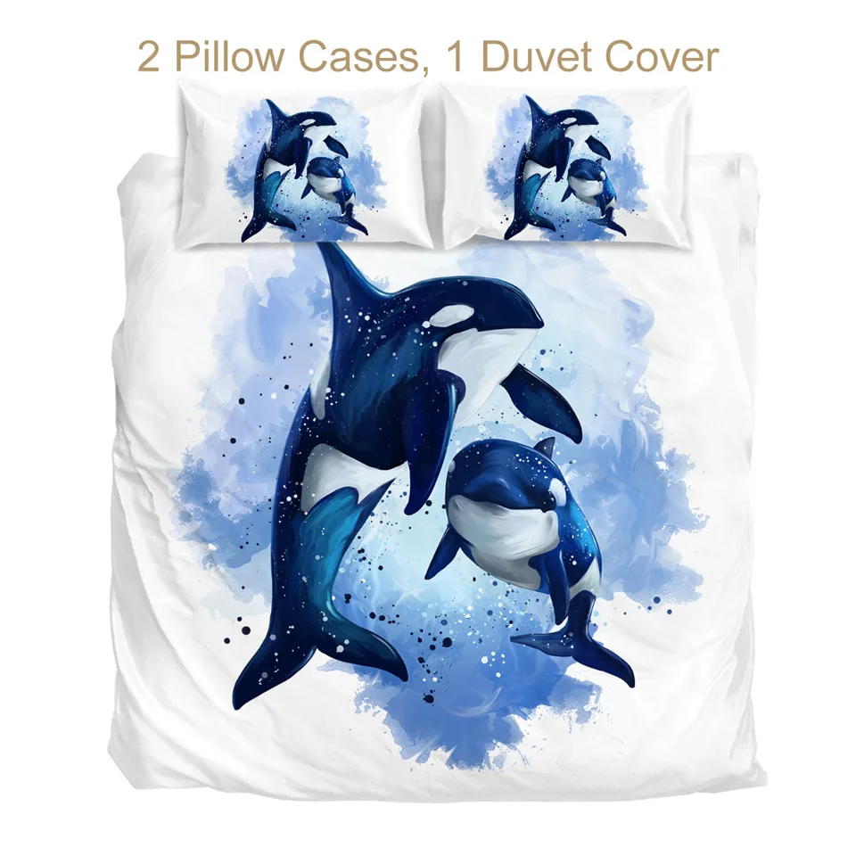 Постельное белье Outlet Orcinus Orca пододеяльник набор Killer Whales покрывала Морские обитатели Комплект постельного белья океан синий акварель покрывало 3 шт