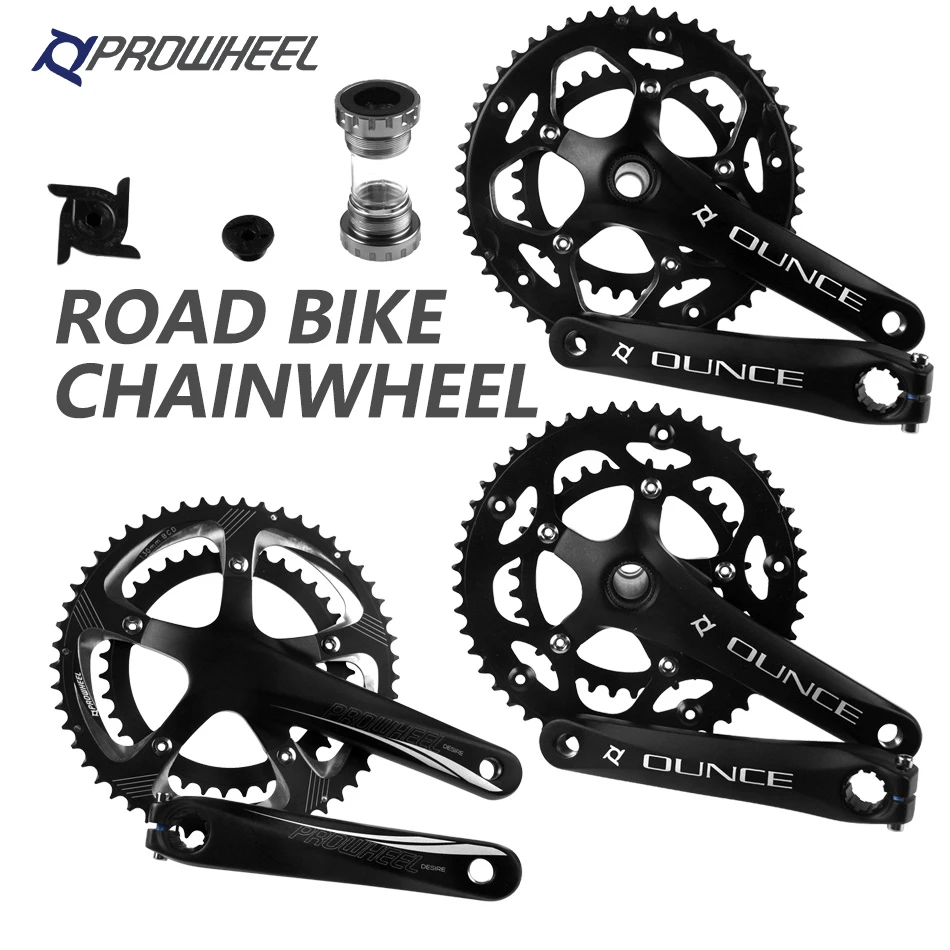 PROWHEEL bielas huecas de doble piñón para bicicleta de carretera, de manivela 170 BCD, 50T 34T 39T, 110/130mm, soporte inferior|Cigüeñal y cadena de rueda - AliExpress