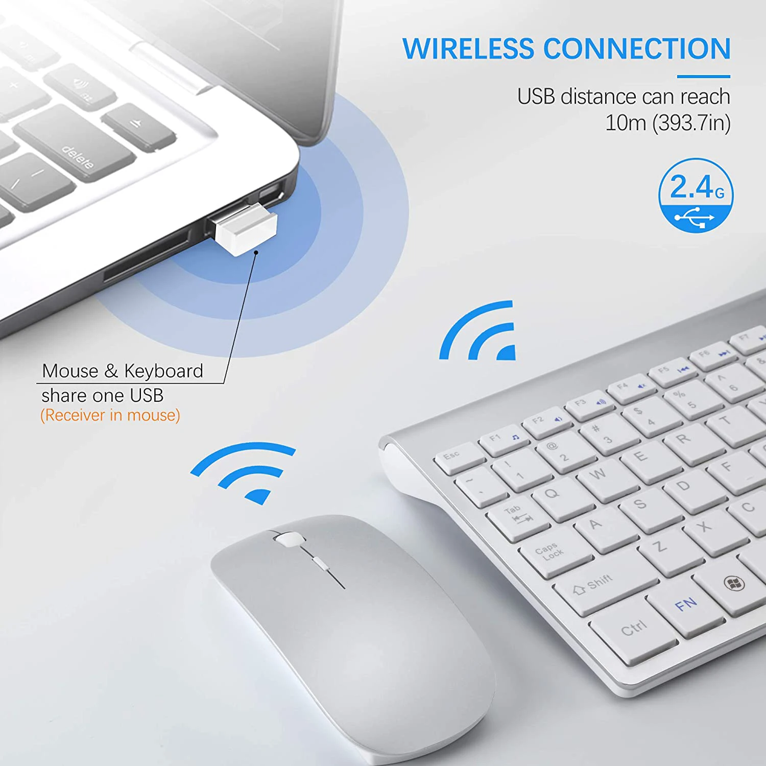 Tastiera E Mouse Wireless Italiani - Full Size Con Tastierino Numerico - Compatibile PC Windows - Foto 4