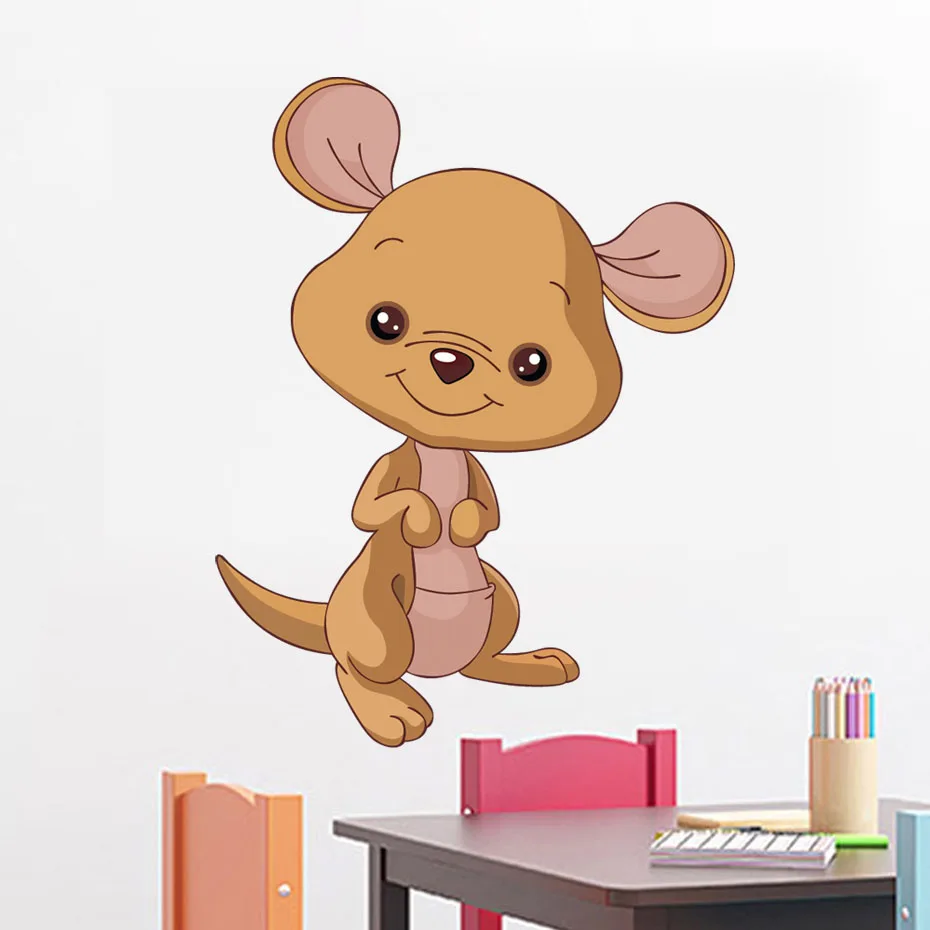 Funny Pig kangaroo Cat Horse Wall Stickers Art Creative Animals Decals for Kids Nursery Room Bedroom Door Home Mural Decoration (4)