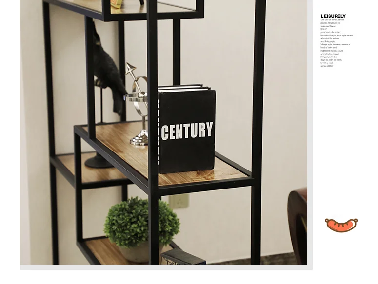 Iron art partition screen shelf industrial wind porch restaurant shelf American office iron art shelf
