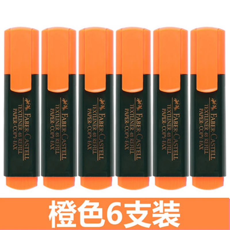 orange 6Pcs Faber Castell Textliner маркеры, фломастер, ручка 6 цветов/лот оранжевый/розовый/красный/зеленый/синий/желтый Wrting расходные материалы - Цвет: orange 6Pcs