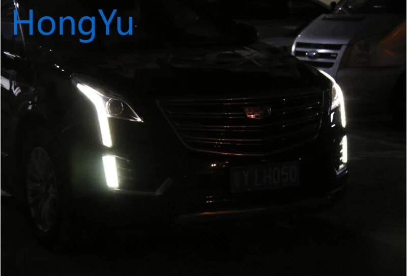 Для Cadillac XT5- Динамический указатель поворота водонепроницаемый автомобильный DRL 12V Светодиодный дневной ходовой свет противотуманная фара украшение