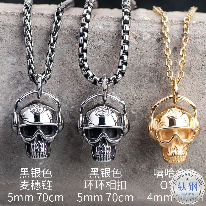 

Order Hot Selling Douyin Graduation Anniversary Hip Hop Skeleton Sweater Chain Necklace Men's Retro Punk Rock And Roll Pendant