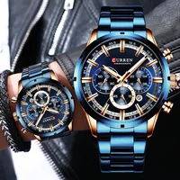 Curren Men's Watch Blue Dial Stainless Steel Band Date Mens Business Male Watches Waterproof Luxuries Men Wrist Watches for Men 1