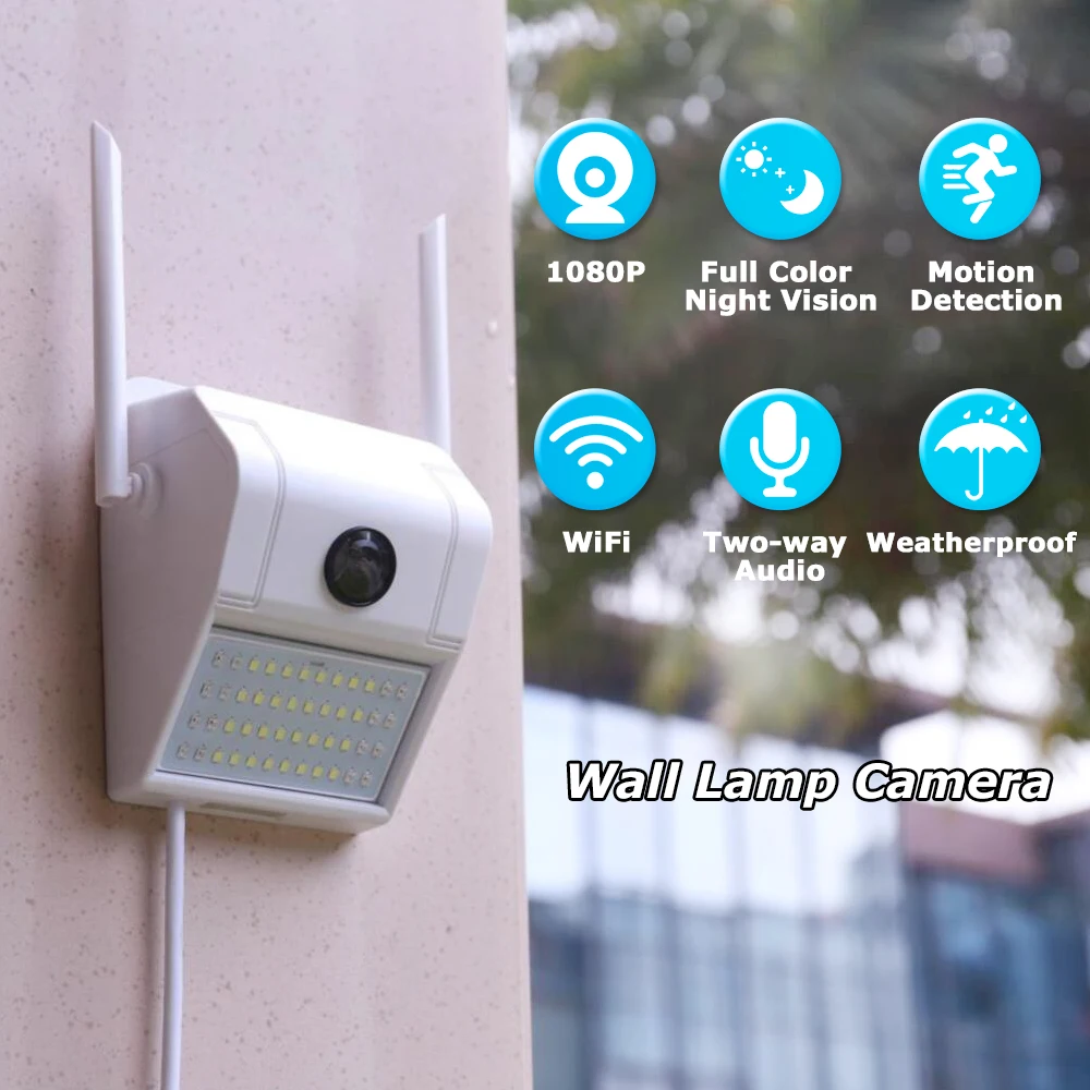 

Wifi IP Camera 1080P LED Wall Bright lights Video Surveillance Camera Indoor Home HD Two Way Audio Wireless Security Camera