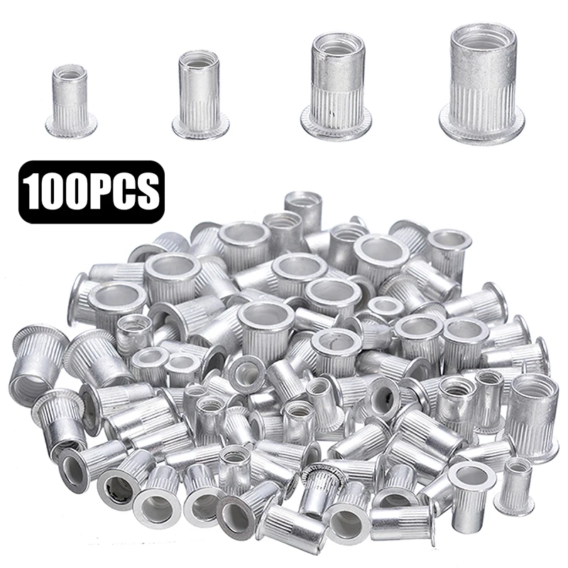 Details about   100 x Steel Aluminum Threaded Rivet Nut Inserts Rivnut Nutsert M4/M5/M6/M8  Y3 