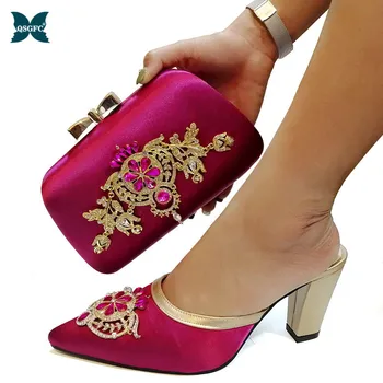 

Italian design Shoe with Matching Bags 2019 Shoe and Bag Set for Party In Women Nigerian Party Pumps with Purse Women High Heels