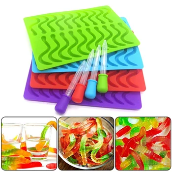 

Silicone Gummy Snake Worms 20 Cavity Chocolate Mold Sweet Candy Jelly Molds Ice Tube Tray Mold Cake Decorating Tools