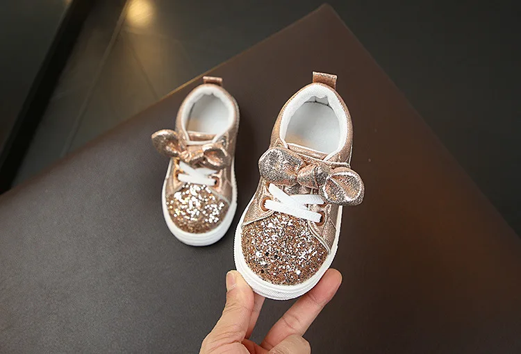 children's shoes for adults Kids Shoes Girls Shoes Sneakers Toddlers Baby Girl Shoes Children Flat Casual Sneakers Sequined Rhinestone With Bow-knot Sweet leather girl in boots