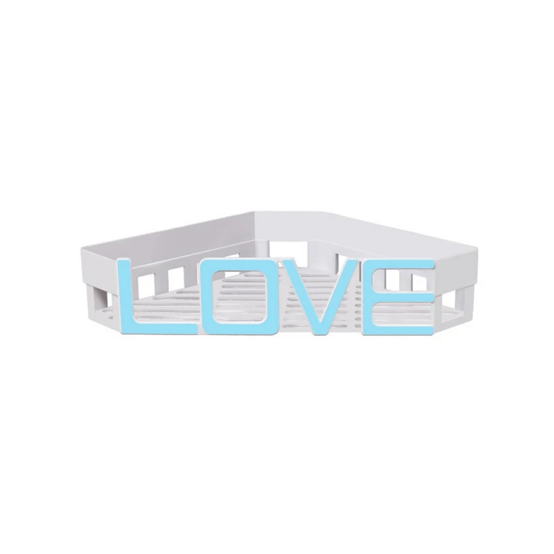 love-blue Пластиковый органайзер для ванной комнаты, для хранения душа, угловая стойка для хранения мыла, настенная полка для мытья - Цвет: love-blue