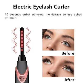 

Electric Heated Eyelash Curler Chargable Power Heated Eyelash Long-Lasting Electric Ironing Eyelash Curler Makeup Curling