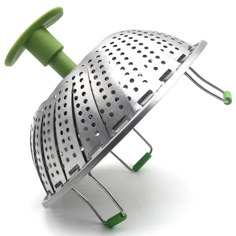 Steamer Basket Stainless Steel Vegetable Folding Insert for Veggie Fish Seafood Cooking (the maximum diam | Дом и сад