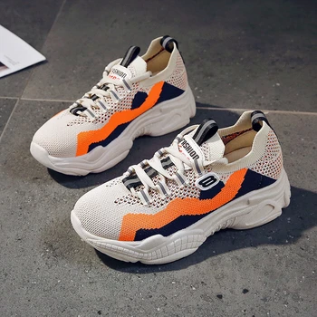 

2020 Woman Thick Soled Sneakers Platform Designers Mixed Colors Sports Old Dad Shoes Mesh Breathable Casual Shoes Basket Female