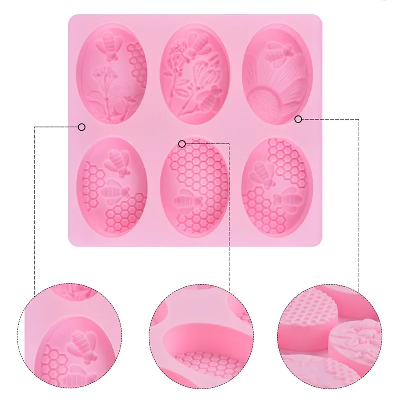 1pc Honey Bee Silicone Soap Mold diy Handmade Craft 3D Soap Mold Silicone  Rectangular 6 Forms