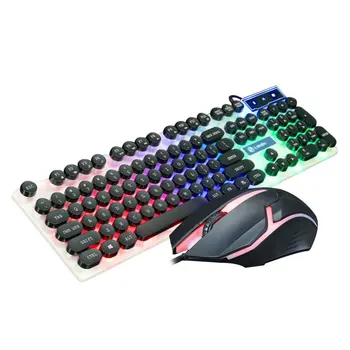 

Wired Keyboard Set USB Colorful Backlight Wired Keyboard Portable Gaming Smooth equipment Thin Wired Keyboard With Mouse