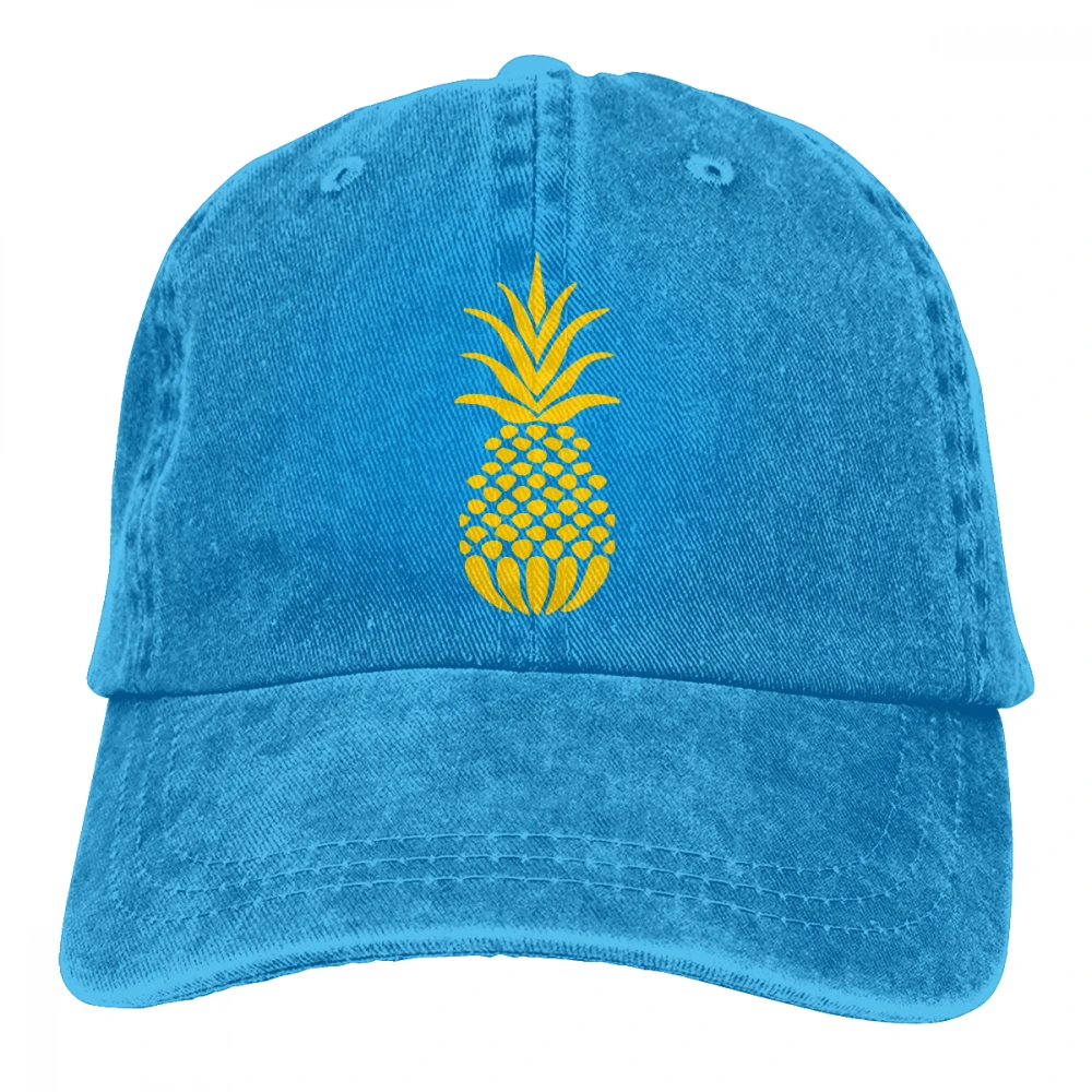 Ананас золото Casquette черный унисекс Мужские Женские джинсовые бейсболка с ремешком кепки Регулируемый Гольф папа шляпа