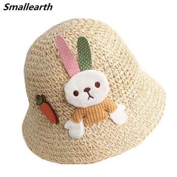 

Fashion Child Foldable Sun Hat Cute Bunny Boy Girl Straw Hat Summer Sun Hats for Children Beach Hats Handmade Kids Sunscreen Cap