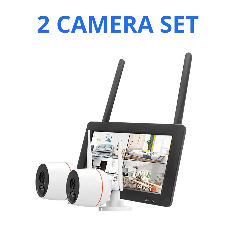 Weтранс 4CH 1080P Беспроводная cctv камера система безопасности комплект Wifi NVR сенсорный экран двухсторонний аудио уличные камеры видеонаблюдения набор - Цвет: 2 cameras set