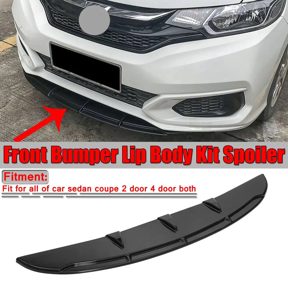 Universal Abs Car Front Bumper Lip Deflector Lips Body Kit Spoiler Chin Protector For Honda For
