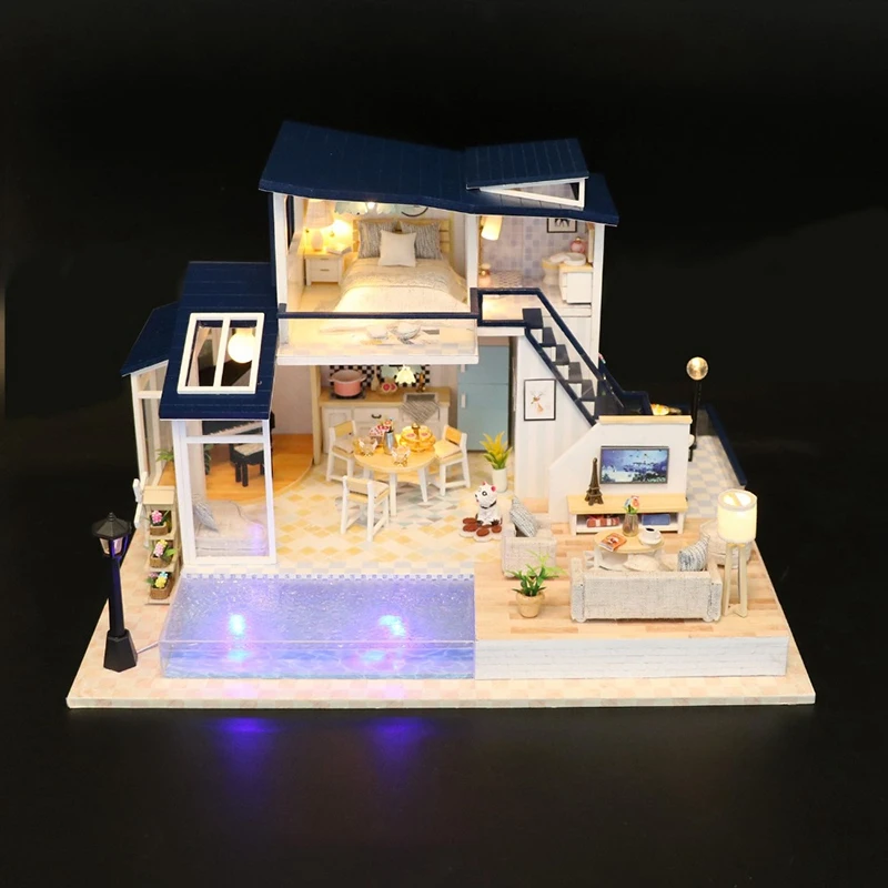 Кукольный дом деревянная мебель Diy миниатюрный дом собрать 3D миниатюры кукольный домик головоломки наборы игрушки для детей день рождения Gi