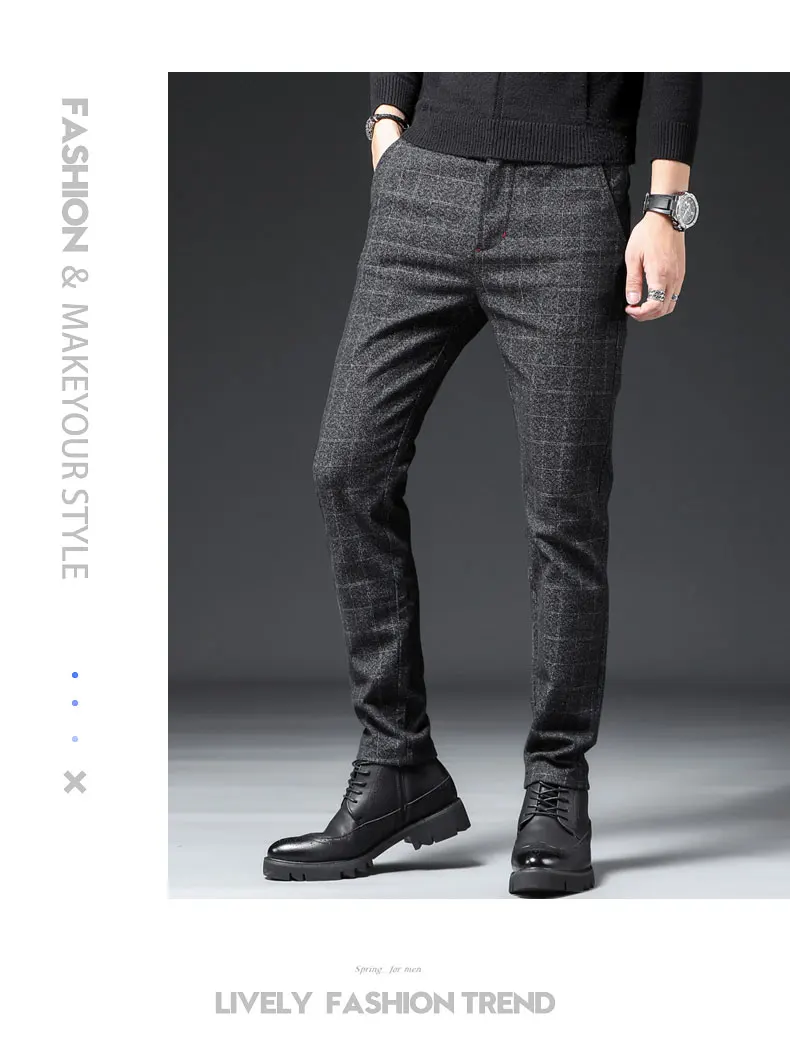 Брюки мужские корейские хлопковые утолщенные Pantalon Homme всесезонные мужские банкетные Свадебные офисные брюки плюс размер брюки карго мужские