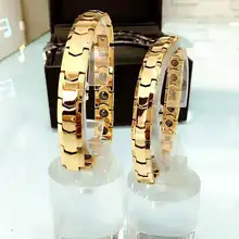 Золотистый вольфрамовый стальной для мужчин и женщин стереоскопический браслет Здоровье баланс браслет с энергетический магнитный камень инкрустация pulseras hombre