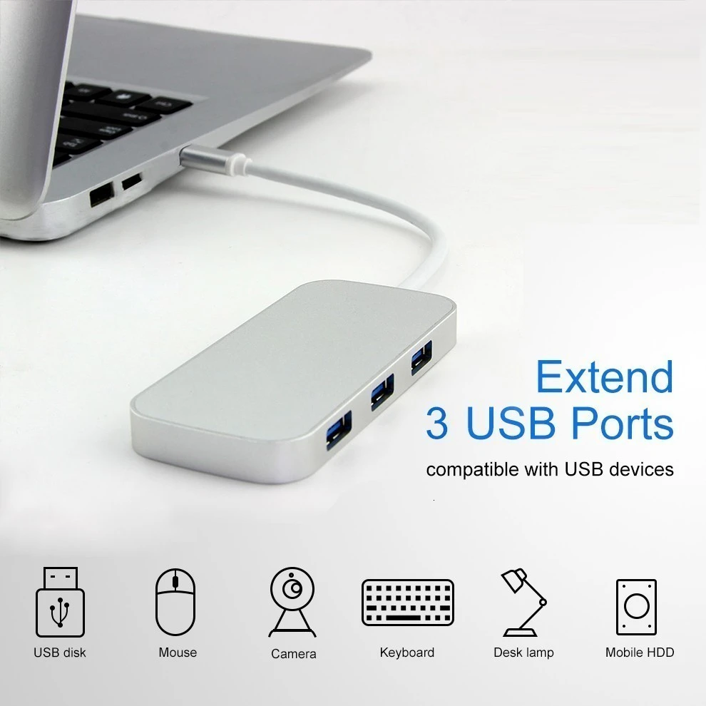 Usb chyi C концентратор типа C для мульти 3 порта Usb 3,0 Hab сплиттер адаптер Usb3.0 док-станция Micro алюминиевый сплав ПК Аксессуары для компьютера