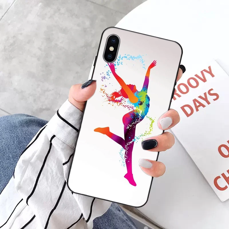 A15 Love Gymnastics silhouette sports Black Cell Phone Case for Apple iPhone 8 7 6 6S Plus X XS MAX 5 5S SE XR 11pro max - Цвет: A15