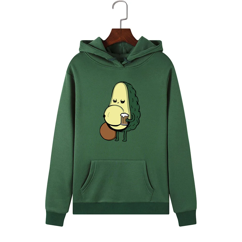 SINGRAIN Fat Avocado, Женская толстовка с капюшоном, зимняя, теплая, Poleron, Harajuku, уличная, негабаритных размеров, худи с милым принтом авокадо, толстовка с капюшоном - Цвет: green