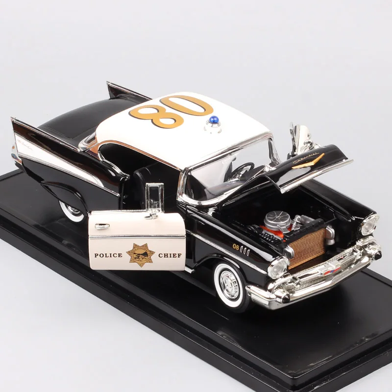 1/18 big Scale car classic old GM 1957 CHEVROLET BEL AIR HARDTOP diecast& vehicles Metal model POLICE cars toy miniature of boy