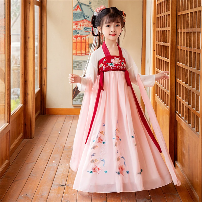 

Traditional Hanfu Ancient Fairy Han Tang Dynasty Girls Dresses Chinese Kids Clothing Hanfu Costumes Children Kids Party Cosplay