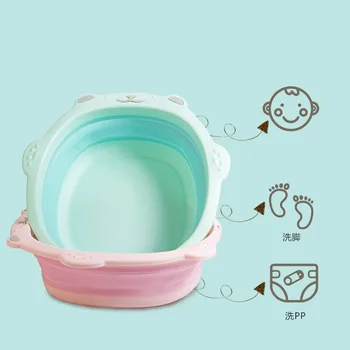 

Portable Collapsible Wash Basin Travel Newborn Baby Small Wash Fart Basin Compression Foldable Baby Basin Plastic Eco-friendly