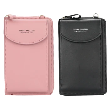 

Baellerry 2Pcs Ladies Vertical Wallet Clutch Bag Fashion Casual Bag Multifunctional Small Cross Bag - Black & Deep Pink