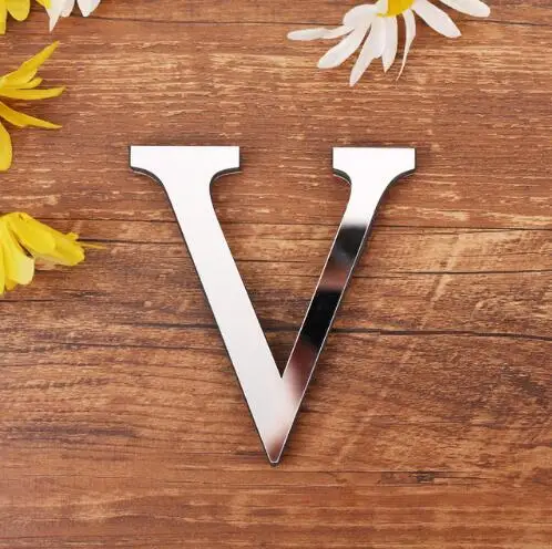 V Ins новые акриловые зеркальные 3D DIY настенные наклейки английские буквы Современное украшение для дома креативные вечерние праздничные украшения - Цвет: V