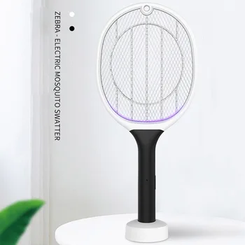 

Home Cordless Electric Mosquito Swatter Pest Control Killer Lamp Bug Zapper Handheld Indoor Outdoor Insect Summer Racket 2 In 1