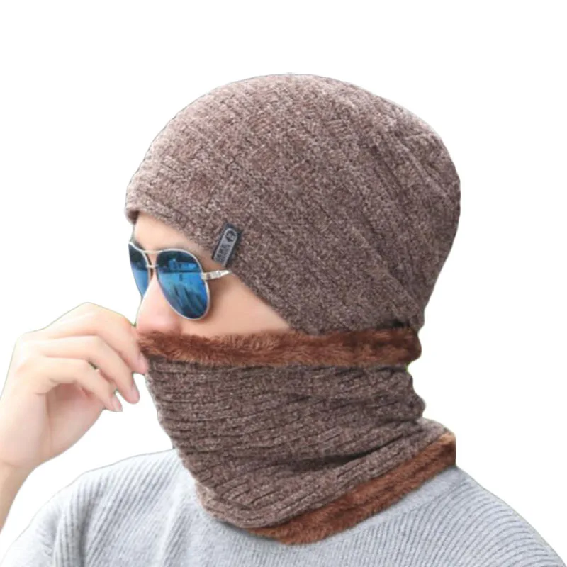 Beanies Мужская двухслойная бархатная шляпа из ткани унисекс плюс бархатная Вязаная Шерстяная Круглая Шапочка однотонные зимние шапочки для женщин Beanie - Цвет: khaki