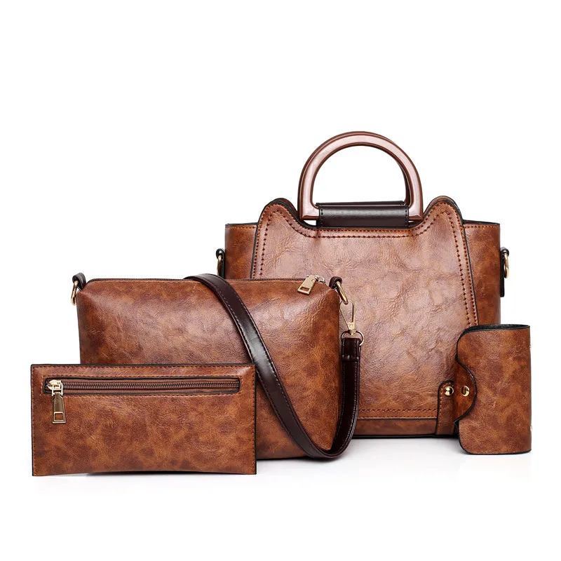 

New Style Women's Handbag Simple Shoulder Bag New Style Designer Composite Bags Brand Women Handbags Ladies Hand Bags 4 pcs/set