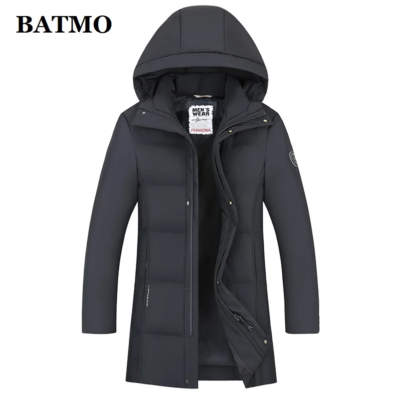 BATMO 80% Белые куртки с капюшоном на утином пуху для мужчин, мужские зимние куртки с капюшоном, пальто с капюшоном для мужчин, 88023 - Цвет: Темно-серый