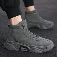 Новинка года; Мужская обувь; трендовая зимняя обувь в Корейском стиле для спорта и отдыха; бархатная теплая хлопковая обувь; Ботинки Martin