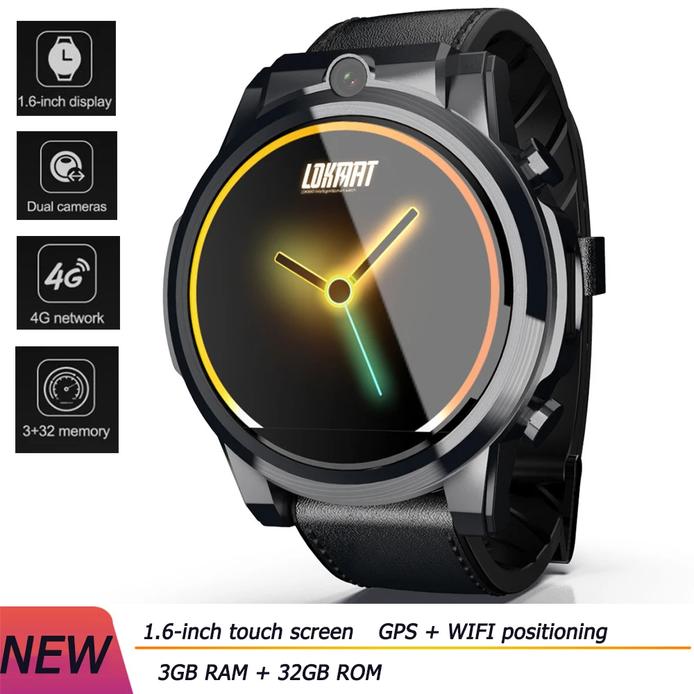 

Lokmat X360 4G LTE Smart Watch Men 1.6'' inch Touch Screen Bluetooth GPS 5.0MP Video Call 620mAh Smartwatch for Android and IOS