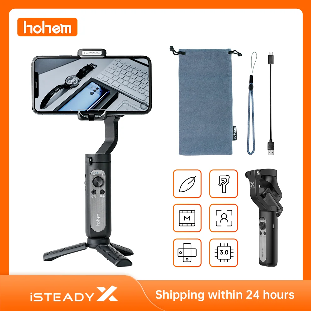 Hohem-cardán de mano estabilizador iSteady X para teléfono inteligente, 3 ejes, para iPhone 11pro/Max, para teléfonos inteligentes Android, S20 Ultra, Huawei P40