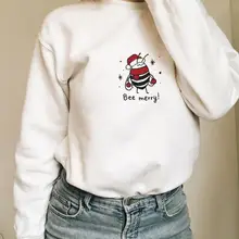 BEE MERRY. COLORED Christmas Sweatshirt funny women kawaii fashion hipster unisex vintage outfit graphic Jumper Pullovers tops