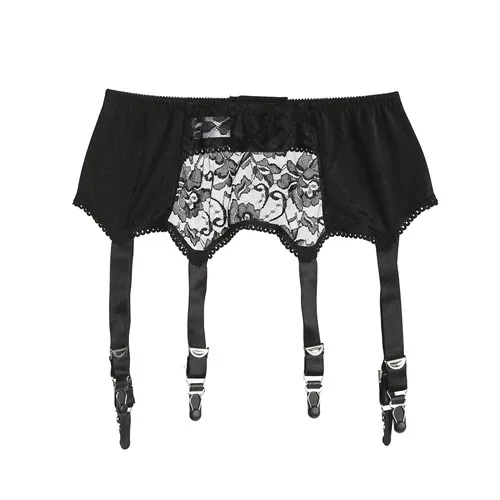 Black XXL 1Pcs Hot Women Sexy Leg Garter Belt With 6 Wide Straps Ladies Mesh Elastic Leg Strap Sexy Lingerie Erotic Thigh-Highs Stockings - Цвет: Black XXL