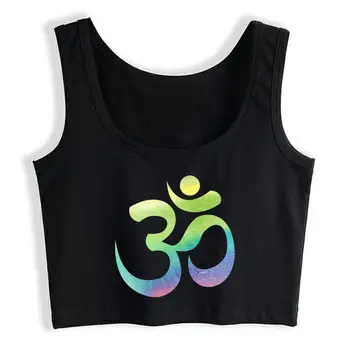 

Crop Top Female Om In Pastel Colors Buddhism And Goa Gift Fashion White Cotton Tops Women